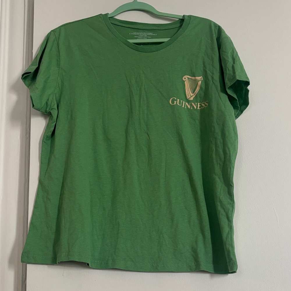 Guinness Green Tee with Gold Harp Chest Print